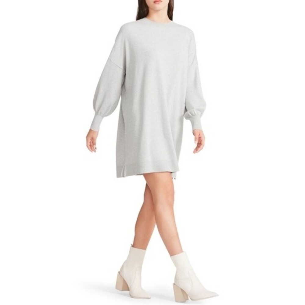 BB Dakota Steve Madden Olivia Loose Mini Sweater Dress S Gray Long Sleeve B53